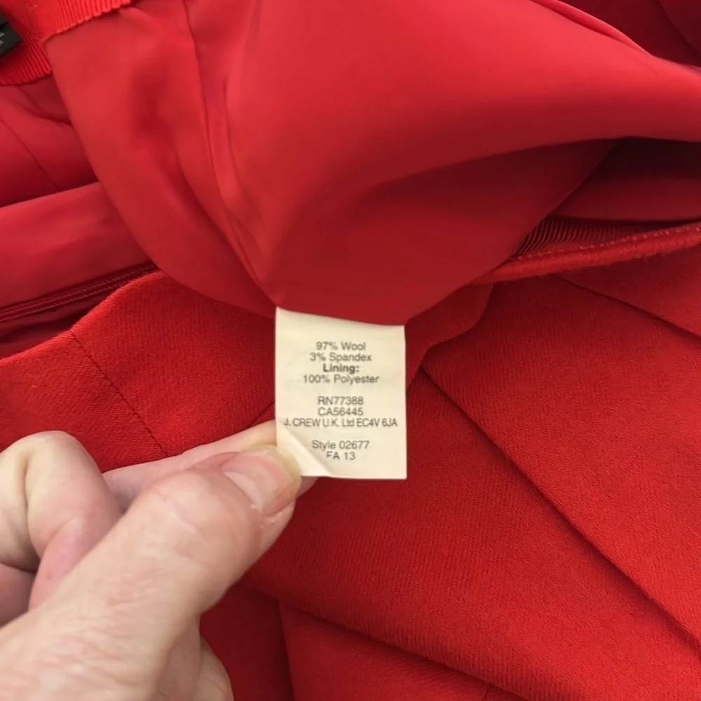 J Crew Red Wool Mini Skirt 0